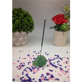 Real Crystal Incense Stick Holder - Green Flourite