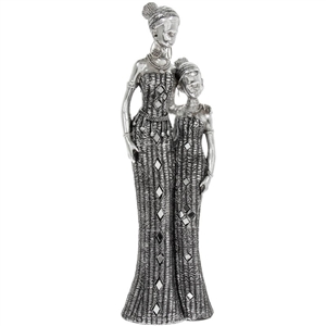 Silver Standing Masai Woman 45cm