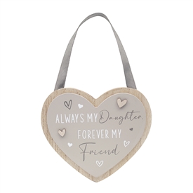 DUE FEB Hanging Heart Plaque - Daughter 18cm