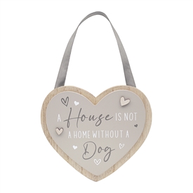 DUE FEB Hanging Heart Plaque - Dog 18cm