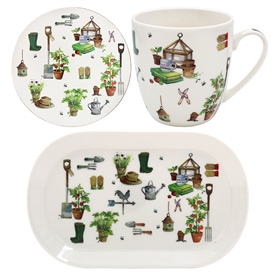 DUE FEB Green Fingers Mug Coaster And Tray Set