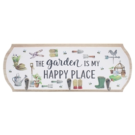 DUE FEB Green Fingers Long Plaque With Hooks - Happy Place 27cm
