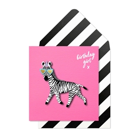 Zebra Birthday Girl Card 16cm