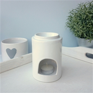 Stackable Cylinder Ceramic Wax Melter - White