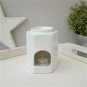 Stackable Hexagon Ceramic Wax Melter - White