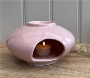 Stackable Large Flying Saucer Ceramic Wax Melter - Pink