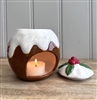 Large Christmas Pudding Ceramic Wax Burner with Lid