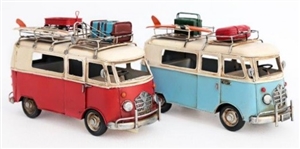 Retro Camper Tin Ornament 2 Assorted Colours 27cm