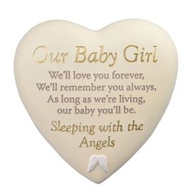 Graveside Heart Stone - Our Baby Girl 16cm