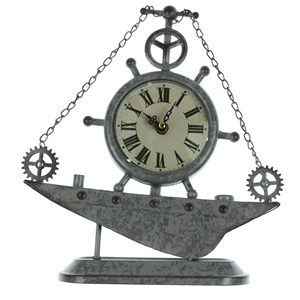 Rustic Ships Wheel Mantel Clock