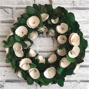 Cream Rose & Foliage Wreath 36cm