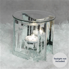 Silver Reindeer Scene Oil Burner