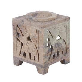 ##Carved Elephant Soap Stone Oil Burner