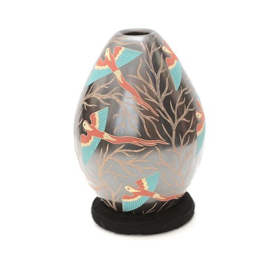 Parrot Vase Genuine Hand Coiled Mata Ortiz Pottery
