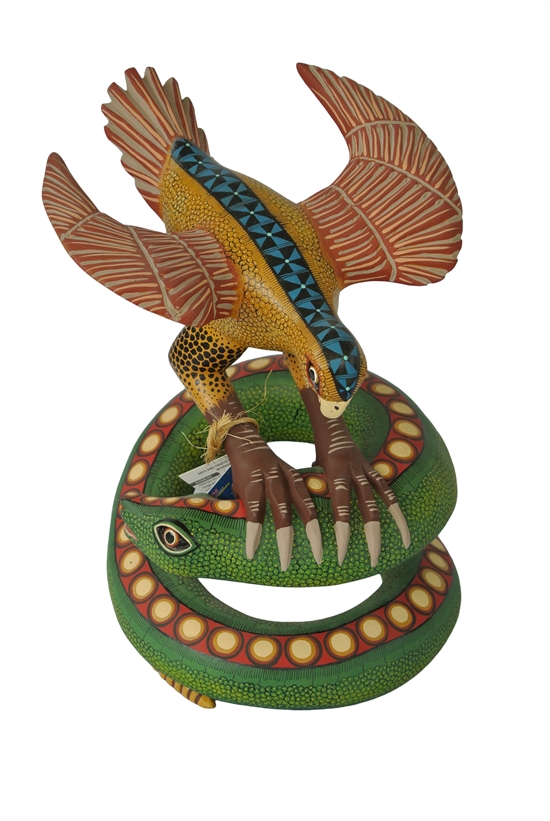 Eagle & Snake Genuine Oaxacan Wood Carving for Sale