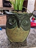 Ceramic Owl Flower Pot, Green, Owl Gifts, Mexican Pottery, Indoor Outdoor Owl Decorations, Large Pot