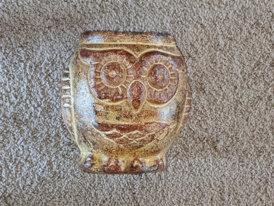 Ceramic Aztec Owl Flower Pot - Biege, Owl Gifts, Mexican Pottery, Indoor Outdoor Owl Decorations, Medium Pot