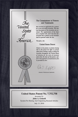 Patent Plaques Custom Wall Hanging Contemporary Patent Plaque - 8" x 12" Silver and Black.