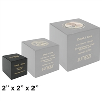 Patent Plaques Custom Desktop 2" x 2" x 2" Marble Patent Cube.