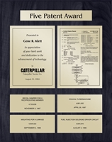 Patent Plaques Custom Wall Hanging 5-Series Patent Plaque - Gold on Black.