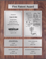 Patent Plaques Custom Wall Hanging 5-Series Patent Plaque - Silver on Walnut.