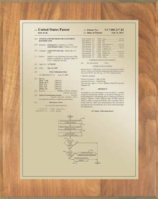 Patent Plaques Custom Wall Hanging Traditional Patent Plaque - 8" x 10" Gold and Oak.