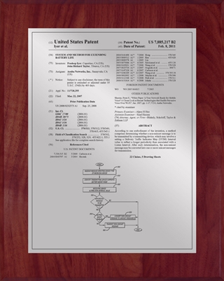 Patent Plaques Custom Wall Hanging Traditional Patent Plaque - 8" x 10" Silver and Cherry.