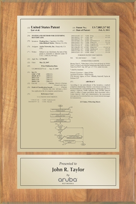 Patent Plaques Custom Wall Hanging Traditional Patent Plaque - 8" x 12" Gold and Oak.