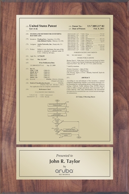 Patent Plaques Custom Wall Hanging Traditional Patent Plaque - 8" x 12" Gold and Walnut.