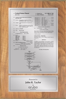 Patent Plaques Custom Wall Hanging Traditional Patent Plaque - 8" x 12" Silver on Oak.