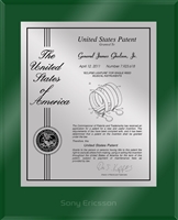 Patent Plaques Custom Wall Hanging Ultramodern Contemporary Patent Plaque - 10.5" x 13" Silver and Green Acrylic.