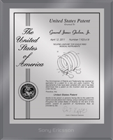 Patent Plaques Custom Wall Hanging Ultramodern Contemporary Patent Plaque - 8" x 10" Silver and Translucent Grey Acrylic.