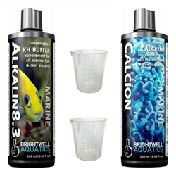 Brightwell Aquatics Calcion Alkalin8.3 KH Buffer 500 ml & Measuring Cups Package