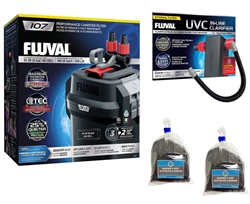 Fluval 107 Canister Filter w/ Fluval UVC In-Line Clarifier Package