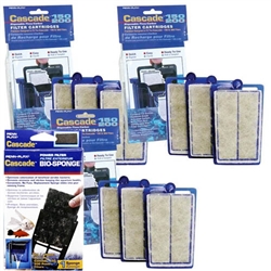 Penn-Plax Cascade 150/200 Power Filter Replacement Filter Cartridge 9-Pack (3X CPF5C3) & Bio-Sponge (1X CPF310) Package