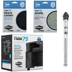 Seachem Tidal 75 Power Filter, Matrix Carbon, Zeolite & OASE HeatUp 200W Heater Freshwater Package