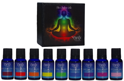 Chakra Essential Oil Blends | 100% pure, certified organic & wildcrafted essential oils | Root chakra, Sacral chakra, solar plexus, heart chakra, throat chakra, third eye, crown | Purify Skin Therapy
