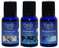 Illness Pack includes Essential Oil Blends, Throat Care, Immune, Respiratory by Purify Skin Therapy