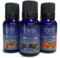 Immune trilogy pack includes immune, mega immune, kids immune essential oil blends | Purify skin therapy