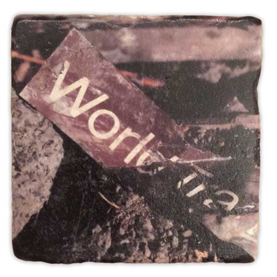 World Trade Sign Marble Coaster Set