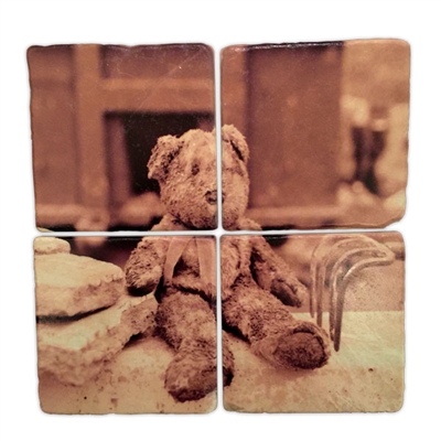 The Muddy Teddy Bear Italian Marble Coaster Set