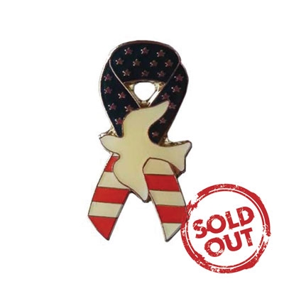 Flag Ribbon and Dove Pin