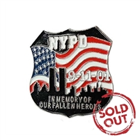 NYPD 9-11-01 In Memory of Our Fallen Heroes Shield Pin