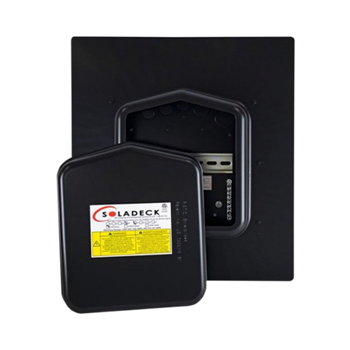 SolaDeck 0799-5B Black Flash Combiner/Wire Entry Box w/ 8-inch DIN Rail & 5 Position Ground Busbar