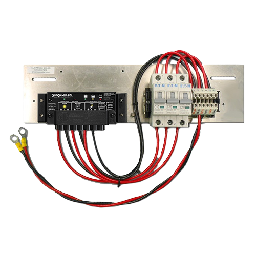 Ameresco Solar ASSEM-SS-20L-24V-SM Pre-wired Universal Backplate Assembly w/ Morningstar SunSaver 20A 24VDC PWM Charge Controller (Low Voltage Disconnect)