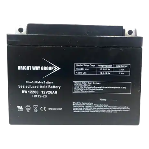 Bright Way Group BW-12260-NB 26Ah 12VDC AGM Sealed Lead Acid Battery
