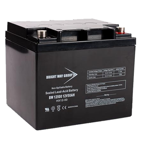 Bright Way Group BW-12500-IT 50Ah 12VDC AGM Sealed Lead Acid Battery