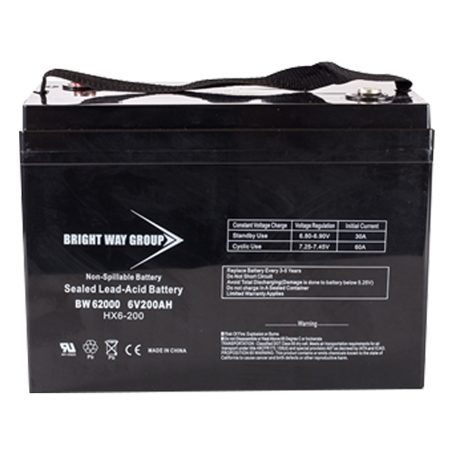 Bright Way Group BW-62000-G27 200Ah 6VDC AGM Sealed Lead Acid Battery