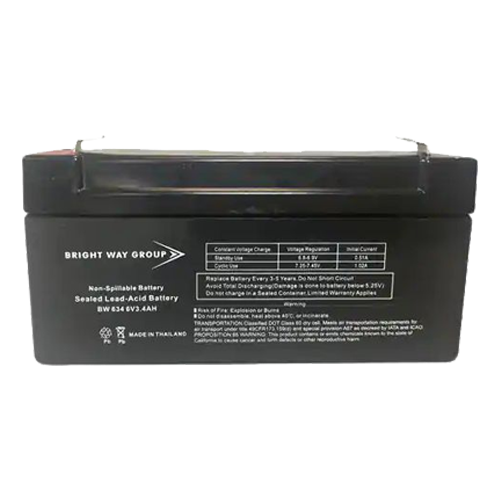 Bright Way Group BW-634 3.4Ah 6VDC AGM Sealed Lead Acid Battery