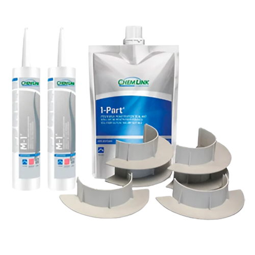 Chem Link F1351WHNP 9inch White E-Curb Round Kit (2 Curbs With Sealants) - TPO Primer Not Included